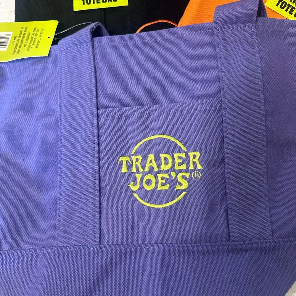 Trader Joe's Canvas Tote Bags - Black, Orange, Purple - Picture 5 of 5